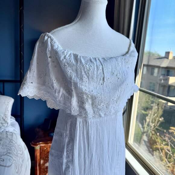 Free People White Lace Eyelet Prairie Midi Dress - Picture 6 of 16